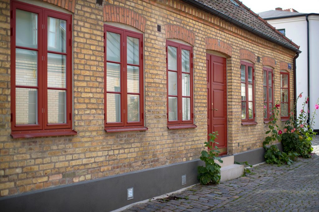 DOFAB Kultur utåtgående röda gatuhus i Lund